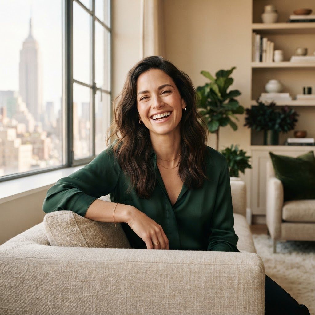 Patient smiling naturally in warm light